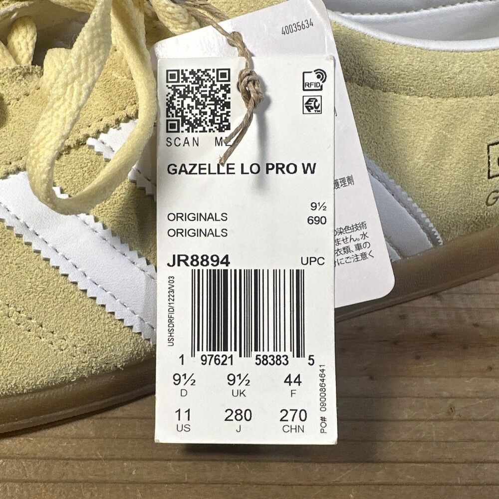 NEW Womens 11 Adidas Gazelle Lo Pro “Almost Yellow Cloud White Gum” Shoes JR8894 - Picture 8 of 8